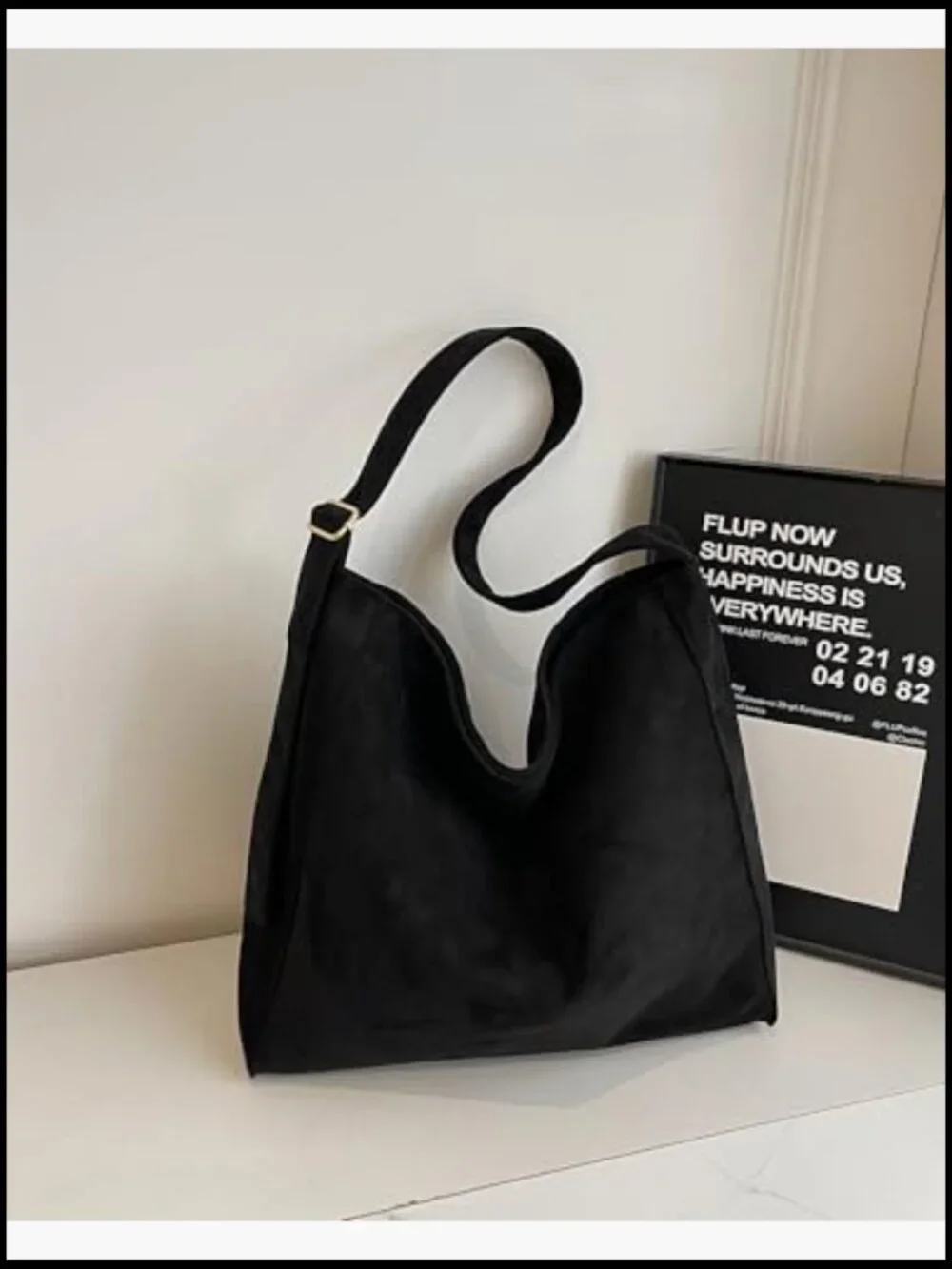Faux Suede Tote Bag Slouchy Hobo Shoulder Crossbody Purse Large Lightweight